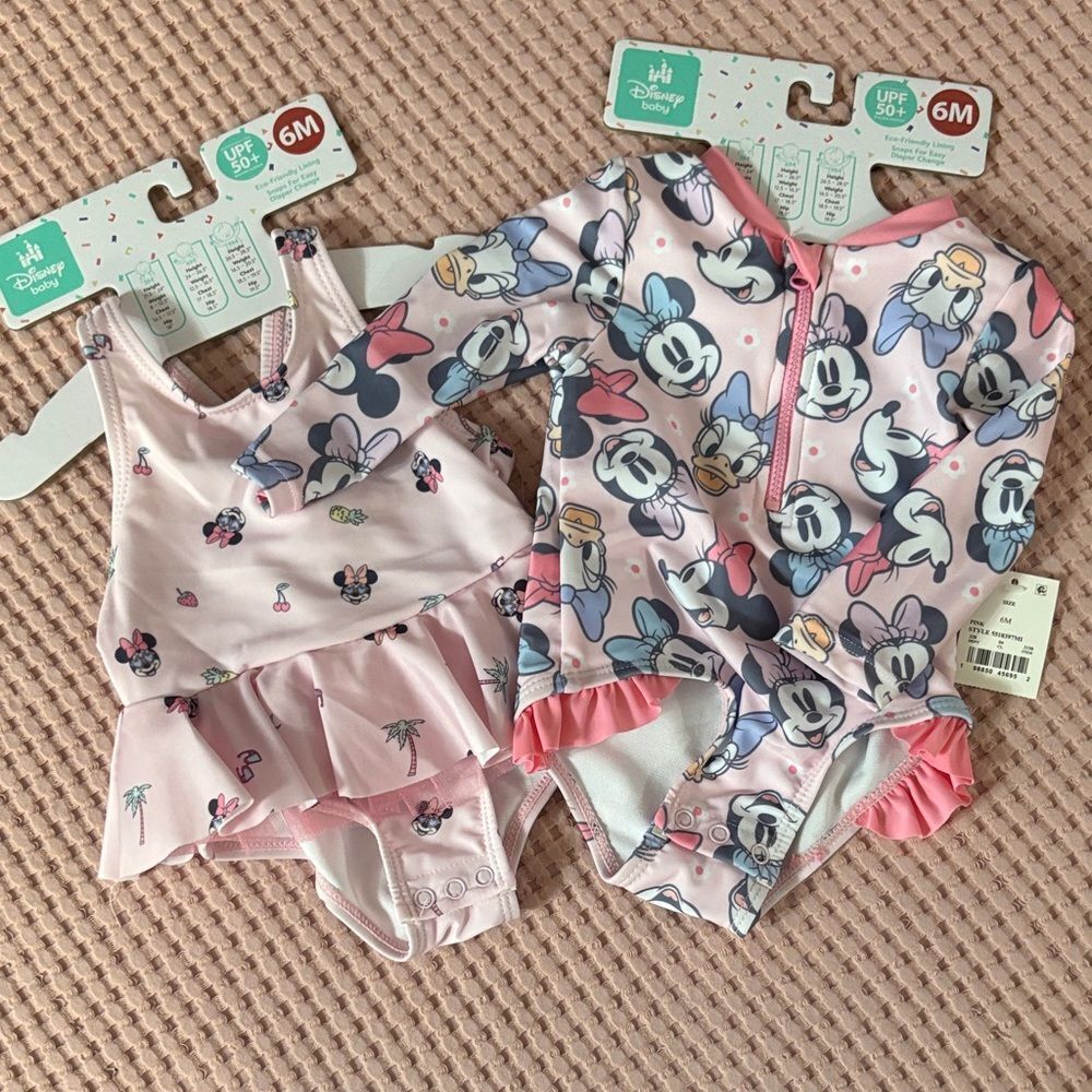 NWT 2 Disney Baby Pink Minnie Mouse Baby Swimwear Size 6 months